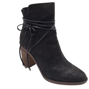 Franco Sarto L-Edaline Black Suede 3.5" Heeled Ankle Bootie Women's Size 8.5